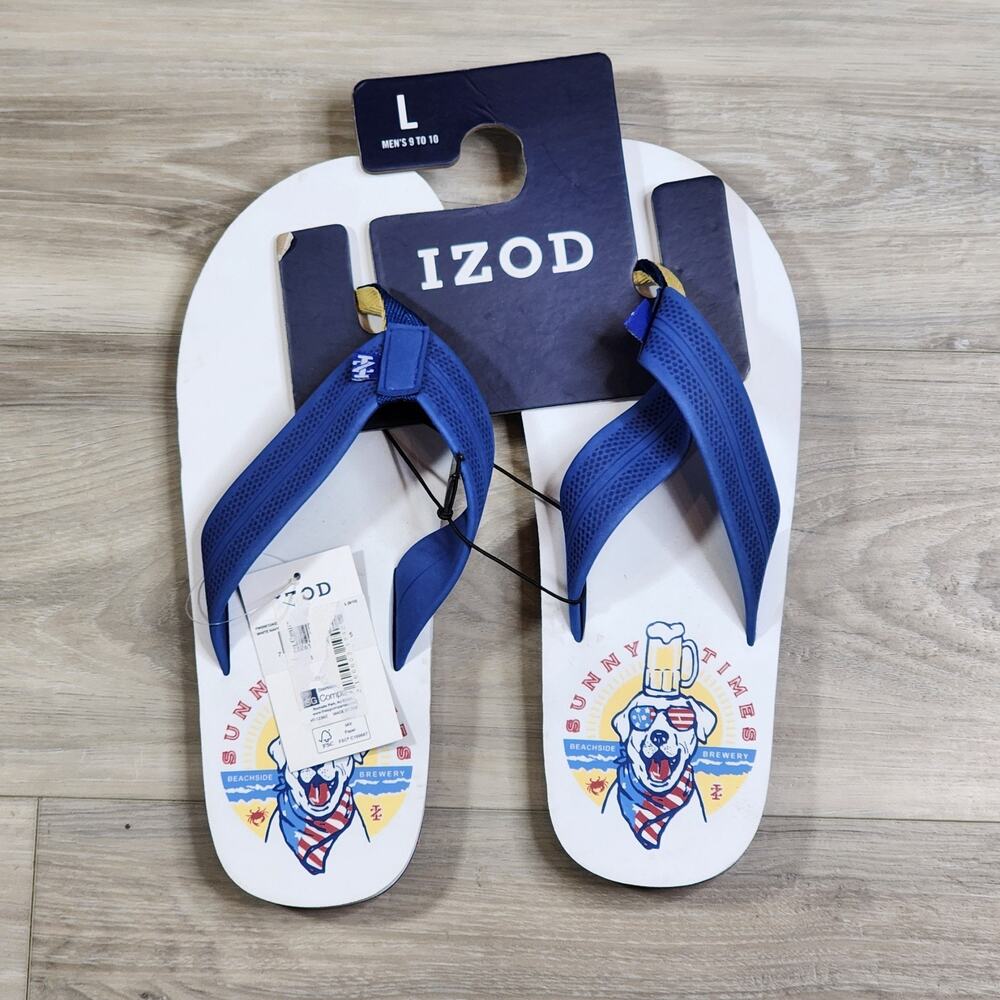 Izod Sandals Men's L 9-10 White Sunny Times New